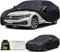 Car Cover Custom Fit for VW Jetta Waterproof All Weather,Outdoor Full Exterior Automobiles Snow Covers with Windshield Sun Shade and Breathable Vents,Driver Door Zipper & Storage Bag - Black