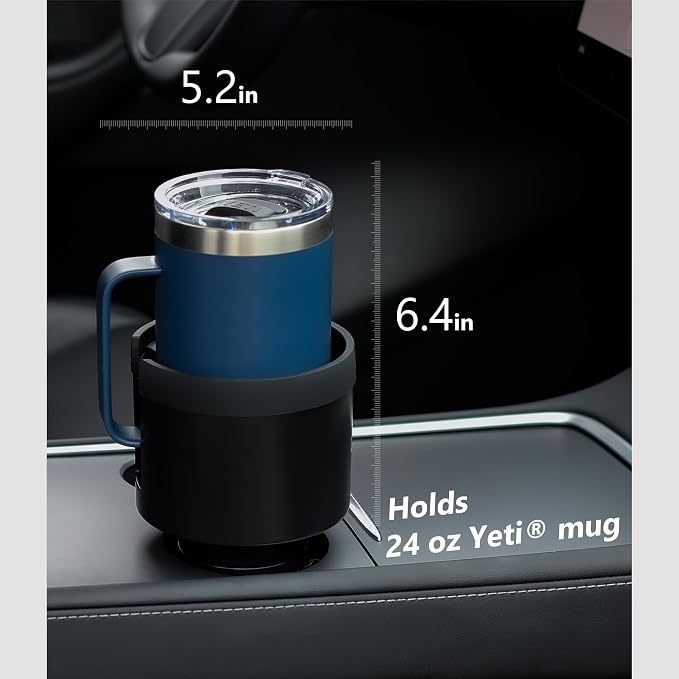 2 Pack Car Cup Holder Expander with Offset Adjustable Base, Compatible with Hydro Flasks 32/40 Ounce, Compatible with Yeti Ramblers 20/26/30 Ounce, Other Bottles in 3.4"-3.8" (Black)