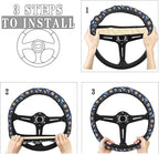 Sun and Moons Clouds Stars Eyes Steering Wheel Covers Anti-Slip Elasticity Car Accessories Steering Wheel Protector Universal 15 Inch for Cars SUV Vehicle Truck