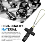 Bling Cross Car Mirror Hanging Accessories, Crystal Rhinestone Rear View Mirror Pendant, Religious Rearview Mirrors Decoration Charm, Car Hanging Ornament, Auto Interior Accessories (Black)