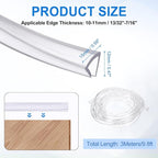 Clear Edge Trim, 9.8Ft Silicone U Channel Edge Protector, Edges Guards Fits 13/32"-7/16" for Car Doors Sheet Metal Parts (9/16" W x 15/32" H)
