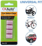 Tire Valve Stem Caps, Pink, 4 pcs/Pack, Anodized Aluminum Tire Valve Cap Set, Corrosion Resistant, Universal Stem Covers for Cars Trucks Motorcycles SUVs and Bikes
