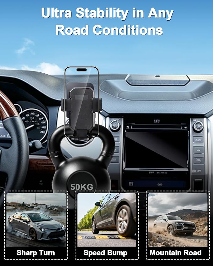 PZK Car Phone Mount for Toyota Tundra 2014-2021 Accessories Custom Air Vent | Auto Lock Car Phone Holder for Tundra Hands Free 360° Rotation One Button Release Fixed Clip Phone Cradles for All phone