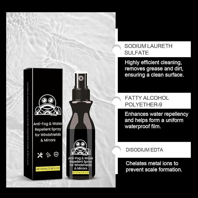 Anti-Fog & Water Repellent Spray: Anti-Fog & Water Repellent Spray for Windshields & Mirrors, Quick Interior & Exterior Car Glass Bundle for Windows, Windshields, Mirrors, Rain-Repellent (2pcs)