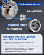 EZ GO Wheel Spacers CLUB CAR for Golf CART Wheel Spacers 1.5 inch 4x4 to 4x4 Wheel Spacers 4x101.6 to 4x101.6 4 Lug 68.5mm CB 1/2" Studs 4PCS