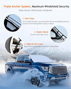 Car Windshield Cover for Ice and Snow, 4 Layers Hail Sun Rain Protection, Waterproof Winter Frost Protector Exterior Front Window Covers Universal for Car SUV Van All Weather 68.5" x 47"