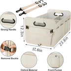 Trunk Organizer For Suv & Sedan,Car Organizers and Storage, Waterproof Collapsible & Adjustable Straps,Sturdy Car Organization for Car Accessories, Tools,Food，Sundries,2-3 Compartment（Beige）