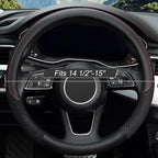 15 inch Steering Wheel Cover, Cooling Ice Silk Mesh with Microfiber Leather, Ultra Breathable, Anti Slip Car Grip, Heat Resistant Summer Cool, Universal Fit, Black