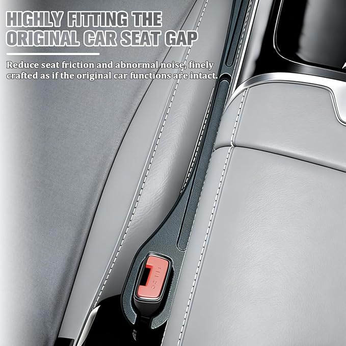 2PCS Car Seat Gap Filler, Seat Side Seam Crevice Blocker Organizer to Prevent Things from Dropping, Drop-Proof Auto Console Gap Guard Stopper Plug, Universal for Vehicles (Black)