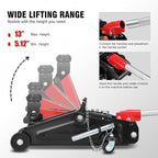 DNA Motoring Floor Jack with Socket and Lock, Low Profile Hydraulic Trolley Jack for Cars Lift, 2 Ton (4000 lbs) Capacity, Lifting Range 5.12"-13", Red, TOOLS-00677-RD