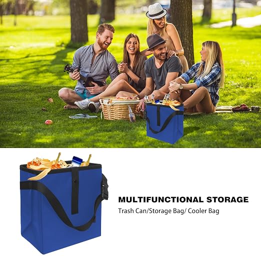 Car Trash Can, Leak-Proof Waterproof Trash Bin Collapsible Portable Auto Garbage Bag Large Capacity Trashcan Storage Bag Multipurpose Car Organizer Hanging (Blue)