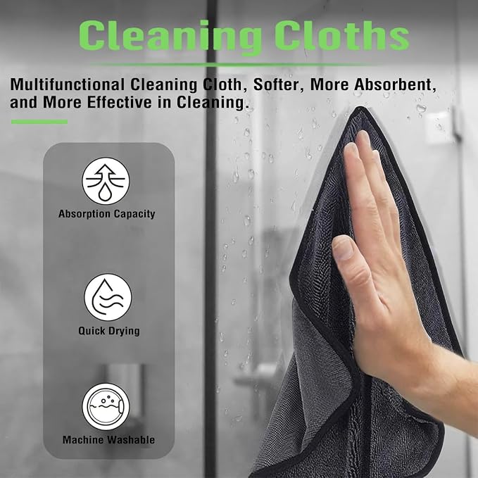 Bath Wipes Shower Cleaning Cloths, Premium Car Drying Towel | Ultra Absorbent Twisted-Loop Design| Microfiber Towel for Car, Shower Cabin, Household