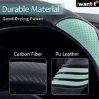 Steering Wheel Cover with Carbon Fiber and Anti-Slip Rubber Ring,Universal Fit 14.5-15 inches for Cars,SUV (Fruit Green)