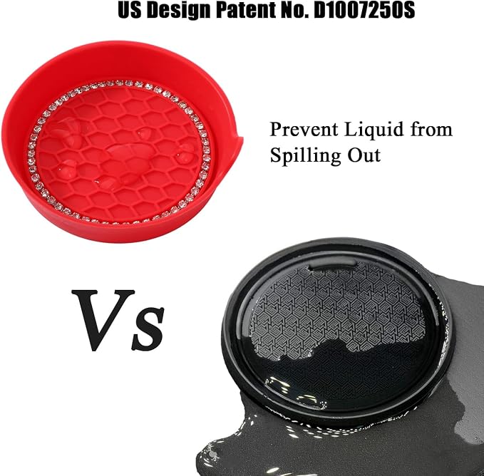 Car Cup Coaster Universal Non-Slip Cup Holders Bling Crystal Rhinestone Car Interior Accessories 2 Pack Red