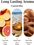 Car Air Fresheners, Coastal Blue Hanging Car Diffuser 2 Packs, Essential Oil Auto Odor Eliminator, Long Lasting Natural Scent, Car Aroma Freshener for Rearview Mirror