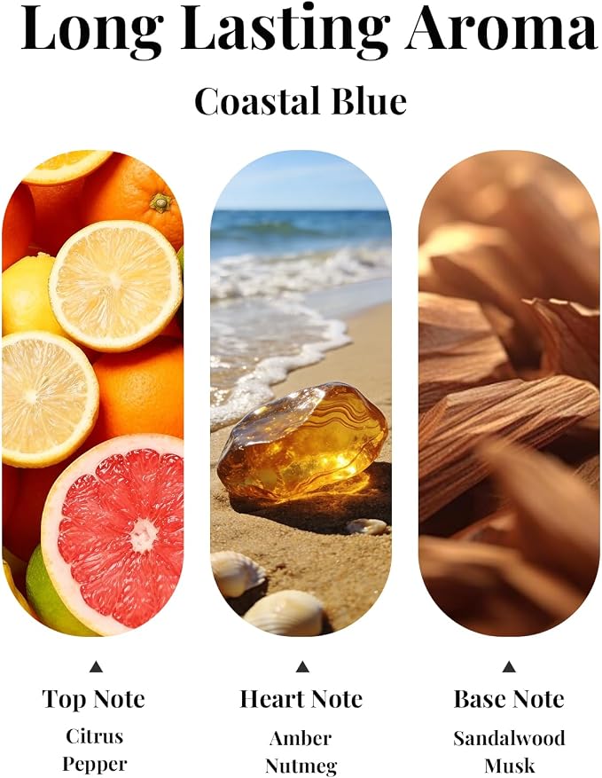 Car Air Fresheners, Coastal Blue Hanging Car Diffuser 2 Packs, Essential Oil Auto Odor Eliminator, Long Lasting Natural Scent, Car Aroma Freshener for Rearview Mirror
