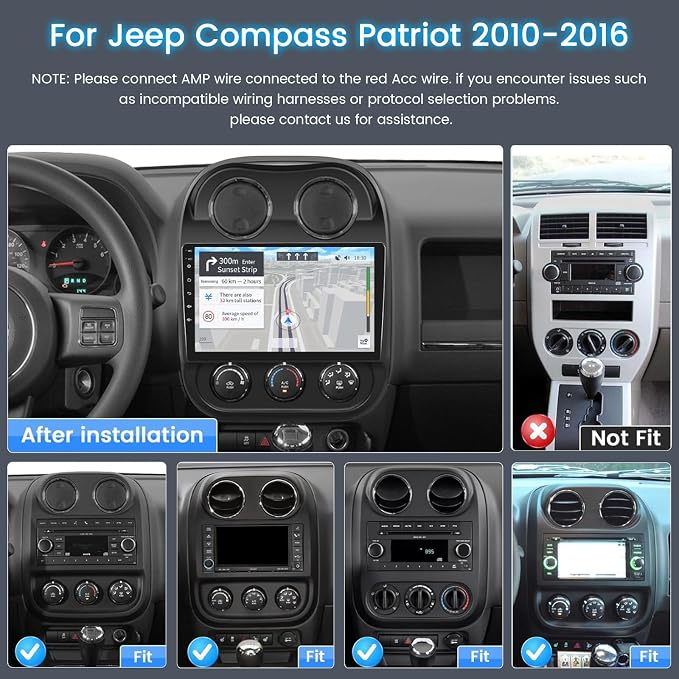 5Ghz WiFi 2G+64G Android 15 Radio for Jeep Compass Patriot 2010-2016 Car Stereo with Wireless Carplay Android Auto,5.0 Bluetooth,10inch IPS Touchscreen,GPS,FM/RDS SWC AHD Backup Camera MIC