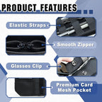 SAMPUSS Car Sun Visor Organizer Car Sunglass Holder with Storage Pouch | Semi-rigid molle panel car truck accessories with zipper for men&women fit most cars trucks vans suvs jeeps patrols