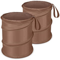 Car Trash Can, 2 Packs Mini Car Garbage Can, Collapsible Trash Bin | Pop-Up Trash Can for Car Front Back Seat, Portable Car Trash Bag Hanging for Vehicle SUV Rv Truck Accessories Interior, Brown