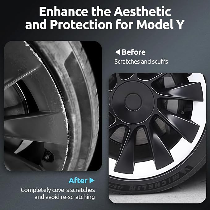 Wheel Rim Protector for Tesla Model Y 20 Inch Induction Wheels All-in-one Car Tire Trim Rings Rim Case Hubcaps Wheel Cover 2020-2024 Model Y Accessories