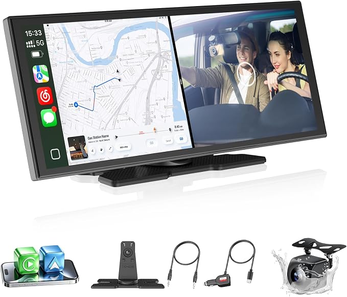 OTTOCAST OttoScreen AI 11.4" Wireless Carplay Screen for Car, Gemini AI Voice Control, Android Auto, Netflix YouTube Google Play, Dual WiFi Dual Bluetooth, 1080P Backup Camera, 8-Core Android 15