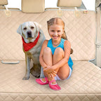 Dog Car Seat Cover for Back Seat Waterproof Backseat Protector, Nonslip Rear Seat Cover for Kids,Universal Size Fits Cars Trucks SUVs (Beige)