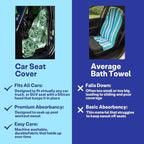 2 Pack Car Seat Towel Covers, Sweat Protector for Front Seats, Premium Thickened Microfiber with Palm Leaves, Breathable & Quick Dry, Slip-on Headrest Pocket for Gym Running Beach Universal Fit