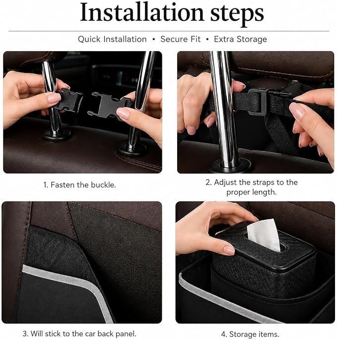 Car Trunk Organizer, Hanging Seat Back Storage Organizer with Large Pockets, Space-saving Backseat Car Organizer