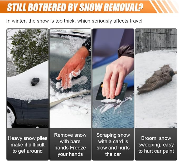 26" Snow Brush and Ice Scraper for Car Windshield – 2 in 1 Winter Snow Removal Tool with Detachable Ice Shovel – Universal Snow Scraper with Ergonomic Foam Grip, No Scratch Broom for SUV Truck (Red)