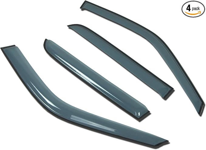 Outside Mount Window Vent Visors Rain Guards Compatible with Ford F-350 SuperCab/Extended Cab 1999-2016 | Side Window Wind Deflectors Rain Shields | Light Grey, 4 Pcs Set, LGWV-477-3