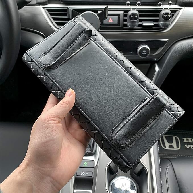 Car Tissue Holder - Sun Visor Napkin Holder, PU Leather Backseat Tissue Case for Truck (Black)