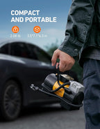 Tire Inflator Portable Air Compressor 150 PSI 12V DC Tire Pump with Digital Gauge Auto Shut-Off Fast Inflation, Ultra-Bright 12 LED Emergency Light for Car, Motorcycle, Bike, Ball, Inflatables