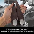 Car Seat Headrest Hooks for Purses and Bags, 4 Pack Bag Purse Holder for Car with Double Metal Hooks, Car Purse Hanger, Headrest Back Seat Handbags Hook Cute Hanging Accessories, Brown