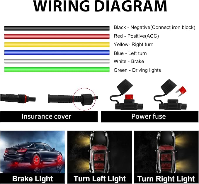 4PCS RGB LED Wheel Rim Lights with Bluetooth and Remote Control,3-Row Wheel Ring Light Kits with Turn Signal and Braking Function Tire Lights for Pickup Truck SUV Car (15inch)