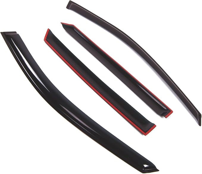 WD2-642B Dark Smoke 4 Pcs Set Window Visor (Outside Mount) Deflector Rain Guard Compatible with 2017-2018 Hyundai Santa Fe