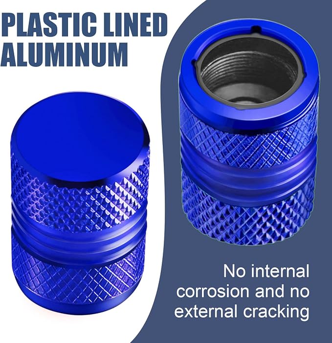 Tire Valve Stem Caps for Car Tires Air Caps Cover 8 Pack Corrosion Resistant Premium Alloy Leak-Proof Universal for SUV Truck Motorcycle Bike Blue