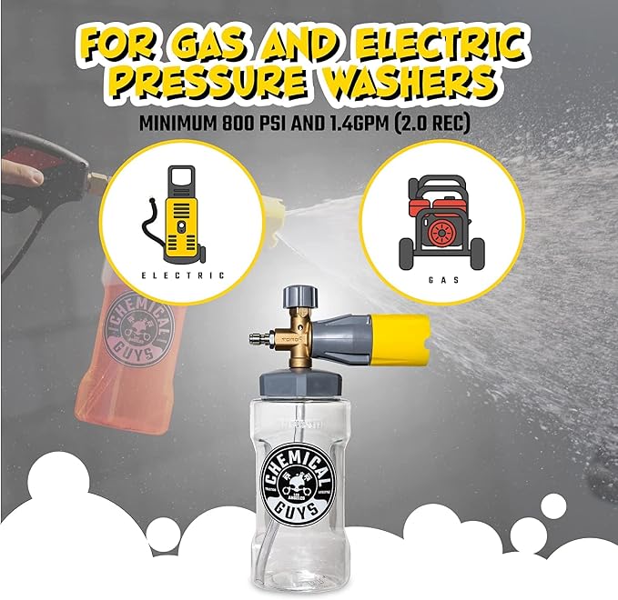 Big Mouth Max Release Foam Cannon - Foam Cannon for Pressure Washer for Car Wash, Home Cleaning, and Boat Wash with 34 oz Bottle