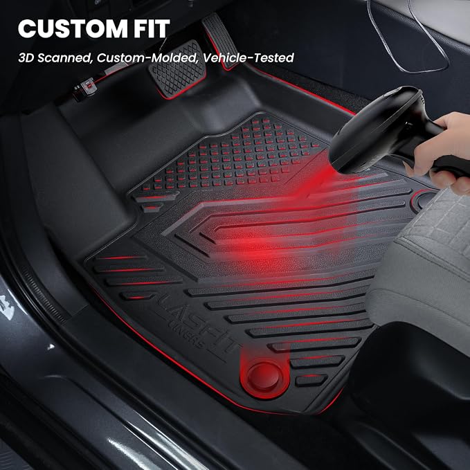 Floor Mats for Kia Telluride 2025 2024 2023 2022 2021 2020, All Weather TPE Custom Fit Floor Liners 1st & 2nd & 3rd Row Car Mats Accessories, Black
