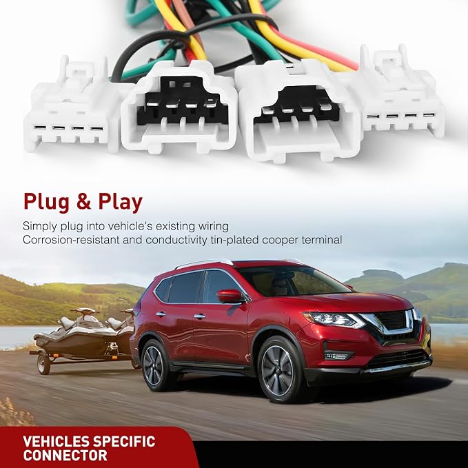 4 Pin Trailer Wiring Harness Kit 56033 Custom for 2008 2009 2010 2011 2012 2013 2014 2015 2016 2017 2018 2019 2020 Nissan Rogue 2007-13 Infiniti G25 Q60 G35 G37 Sedan Tow Hitch