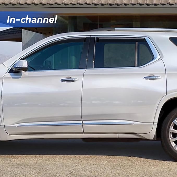 in-Channel Window Visors Rain Guards for 2018-2023 Chevy Traverse, Window Vent Wind Deflectors Visors Shades for 18-23 Traverse
