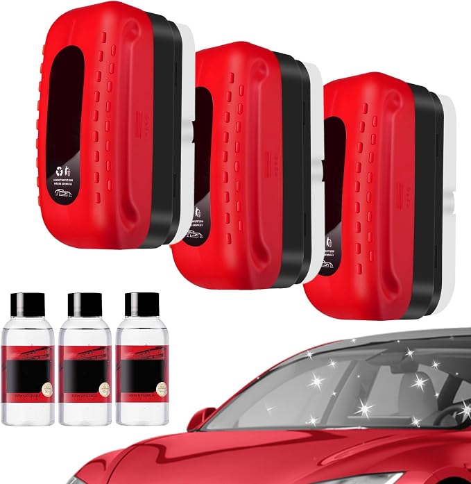 Car Glass Oil Film Cleaner, 2026 Upgraded Automotive Oil Film Cleaning Brush for Car Windows, Cars Window Glasses Cleaning Boar with Extra Cleaner, Universal Anti-Rain Fog Glass Brush (3)