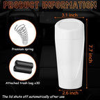 Car Trash Can with Lid, Leakproof Garbage Can with 40 Attached Trash Bags, Mini Essential Car Accessories for Interior for Car, Home, Office (White)