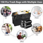 Mini Car Trash Can Bags, Black Car Trash Bags, 5 Packs, 150 Count | Tear-Resistant, Disposable, Liner Refills, Garbage Bags for Car, Home Office (Vehicle Trash Can is not Included)