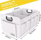 Car Trunk Organizer for SUV, 18.5Gal Large Capacity No-Sag Heavy Duty, Foldable Waterproof Anti-Slip Storage with 12 Pockets, Fit Sedan, Truck, Universal Car Accessories, White, 2 Compart,Large