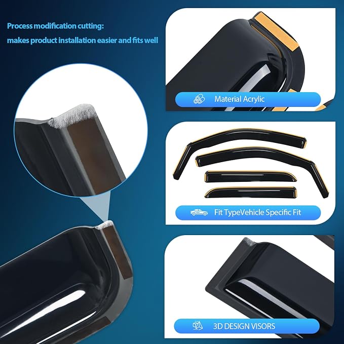 in Channel Window Deflectors for Chevy Silverado/GMC Sierra 1500 Crew Cab 2014-2018,Silverado/Sierra 2500HD-3500HD Crew Cab 2015-2019 Rain Guards,Vent Window Visors-4pcs