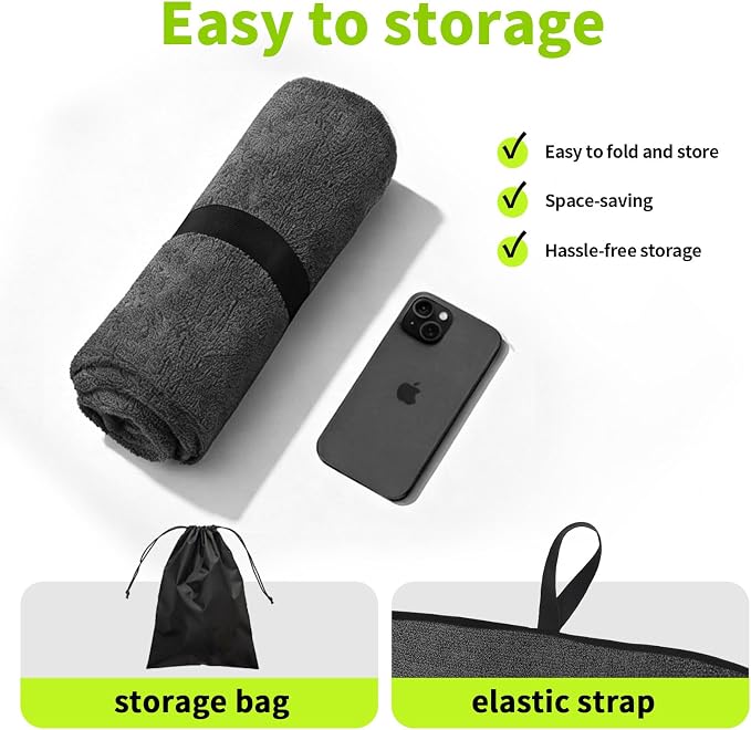 Grey Waterproof Towel Auto Car Seat Cover Protector Machine Washable - Fit Yoga Running Crossfit Athletes Beach Swimming Outdoor Sports