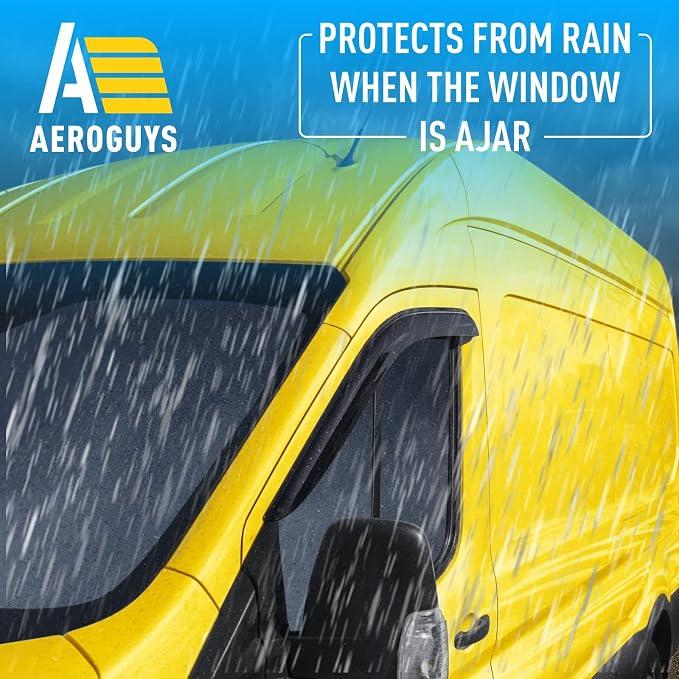 Extra Durable Window Deflectors Tape-On Window Visors Rain Guards Fit for Ford Transit 2014-2026, Sun Visors, Wind Vent for Shades, Exterior Car Accessories - 2pcs. AG0061