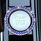 2 PCS Crystal Rhinestone Car Engine Start Stop Decoration Ring, Bling Car Interior Accessories for Women, Push to Start Button Cover Sticker, Automotive Decals, Dark Blue