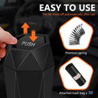 Leakproof Car Trash Can with Lid (2-Pack) — Compact Litter Bin