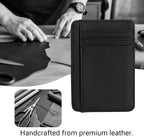 Magnetic Card Holder for Vehicle - Minimalist Leather RFID Blocking Credit Card Holder - Travel Wallets for Car Visor Organizer (Black)